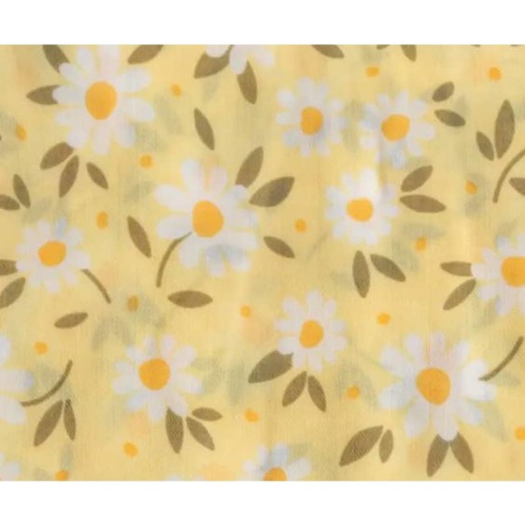 Yellow White Cottage Floral Design Lightweight Tasseled Scarf - Picture 3 of 4